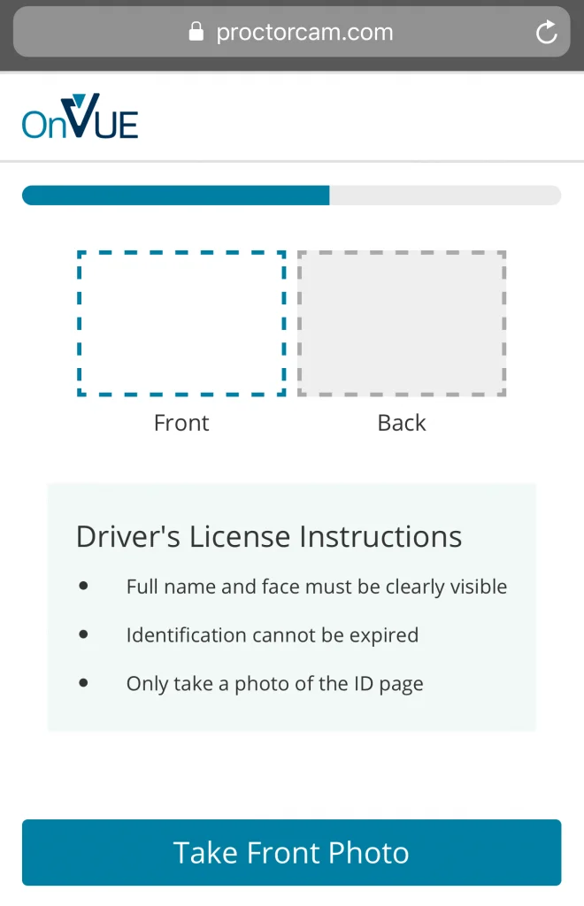 Pearson VUE System Test - ProtoctorCam Mobil