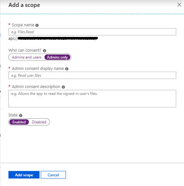 App Registrations — Expose an API — Add Scope (Kapsam Ekleme) — Admins Only