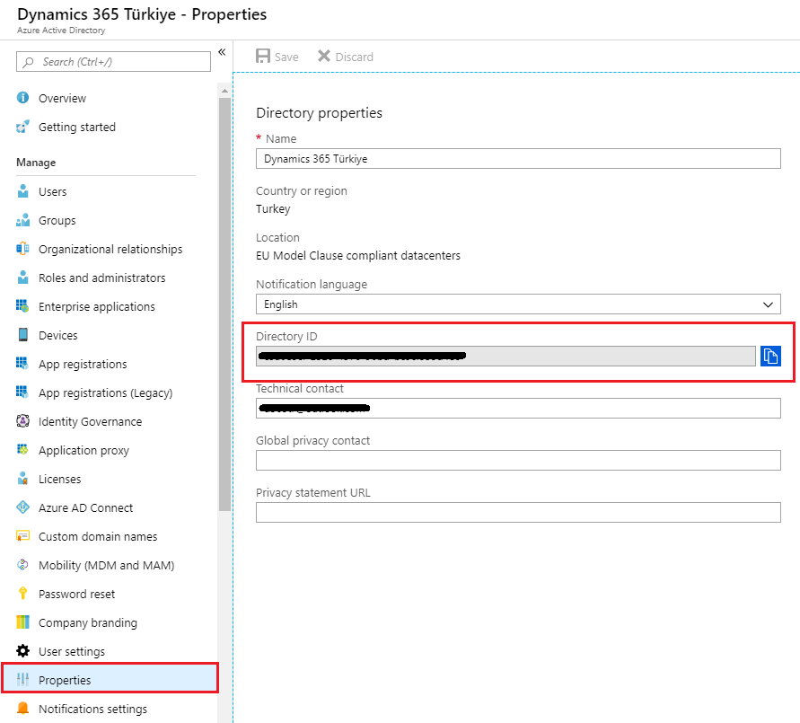 Azure Active Directory - Properties