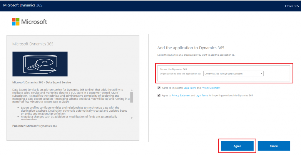 Microsoft AppSource - Instance Seçim Ekranı