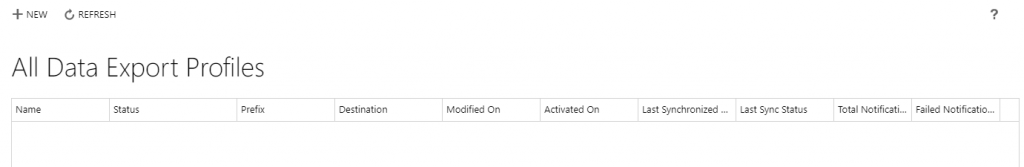 Data Export Service - Export Profile Listeleme Ekranı