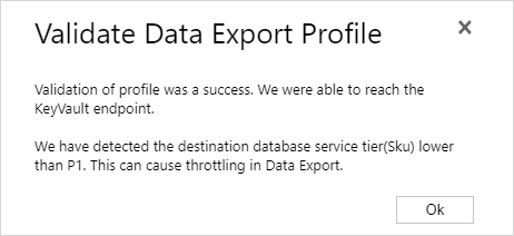 Data Export Service - Export Profile Oluşturma - Validate