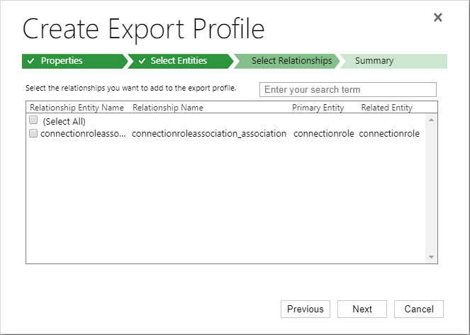 Data Export Service - Export Profile Oluşturma - Relationship Seçimi
