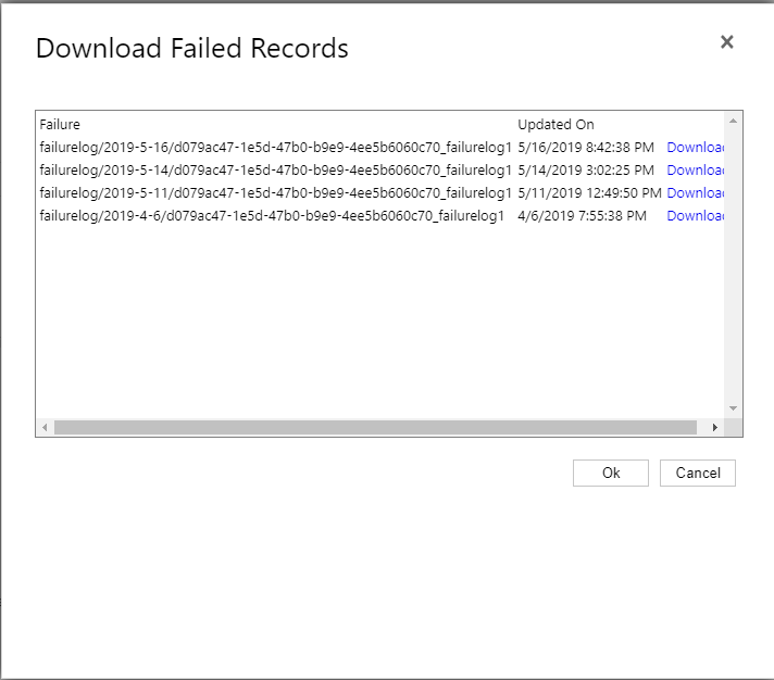 Export Profile - Download Failed Records