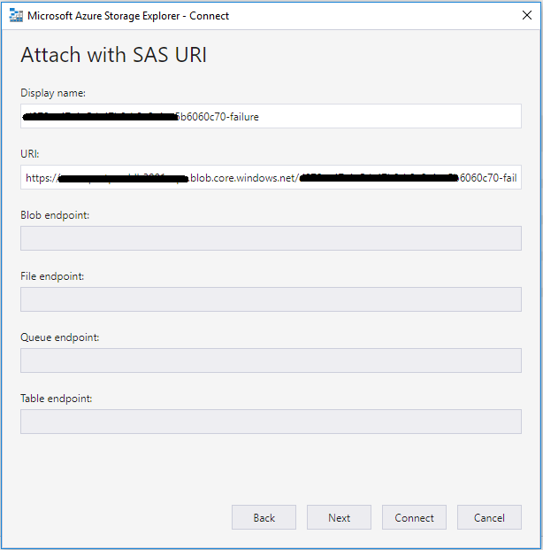Azure Storage Explorer - Attach with SAS URI