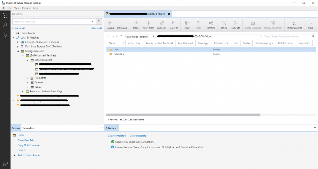 Azure Storage Explorer - Ana Ekran