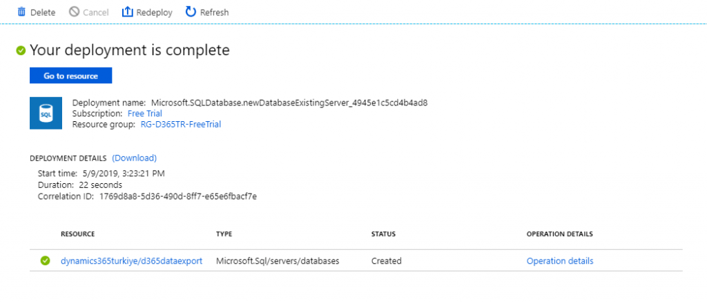 SQL Database Oluşturma Ekranı — Deployment Aşaması 2