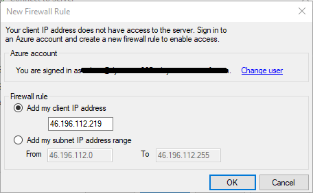 SQL Managament Studio — Firewall IP Tanımlama Uyarı Ekranı