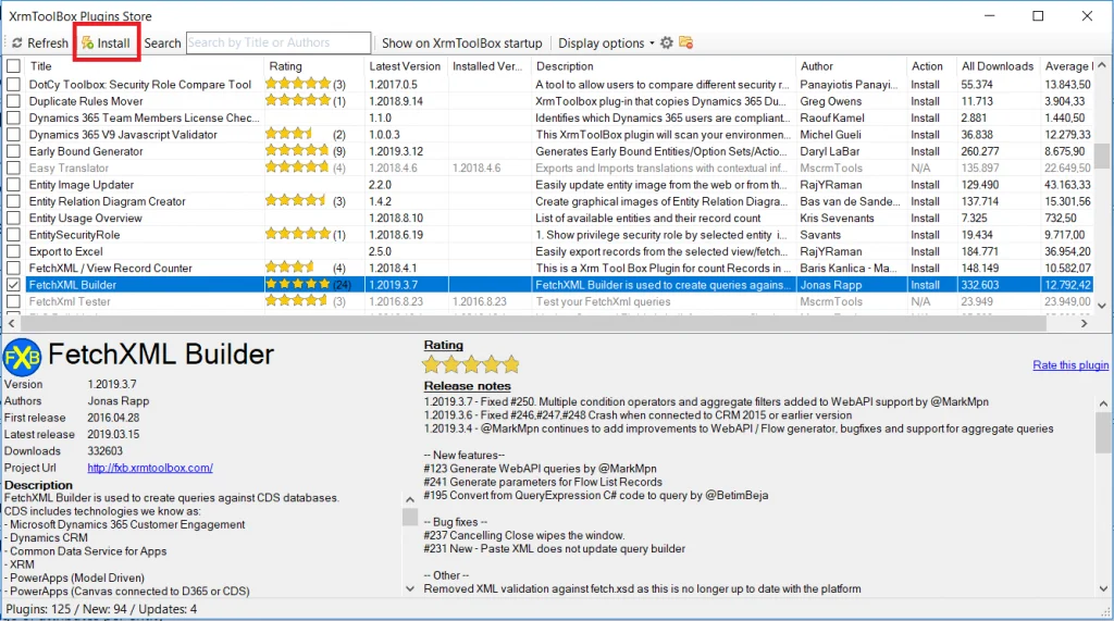 XrmToolBox — Plugins Store Ekranı