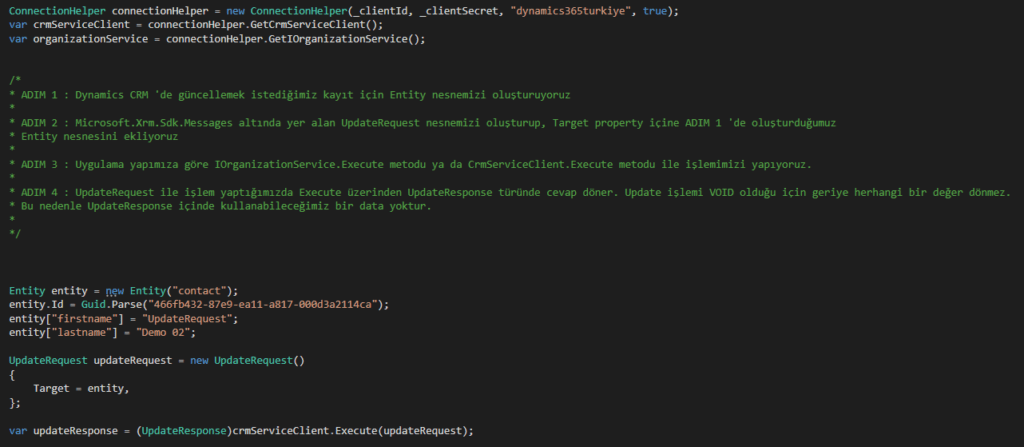 Microsoft.Xrm.Sdk.Messages.UpdateRequest