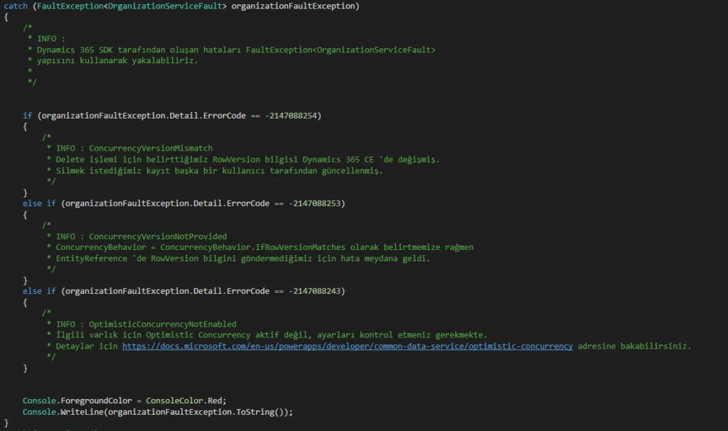 Microsoft.Xrm.Sdk.Messages.DeleteRequest Optimistic concurrency hataları