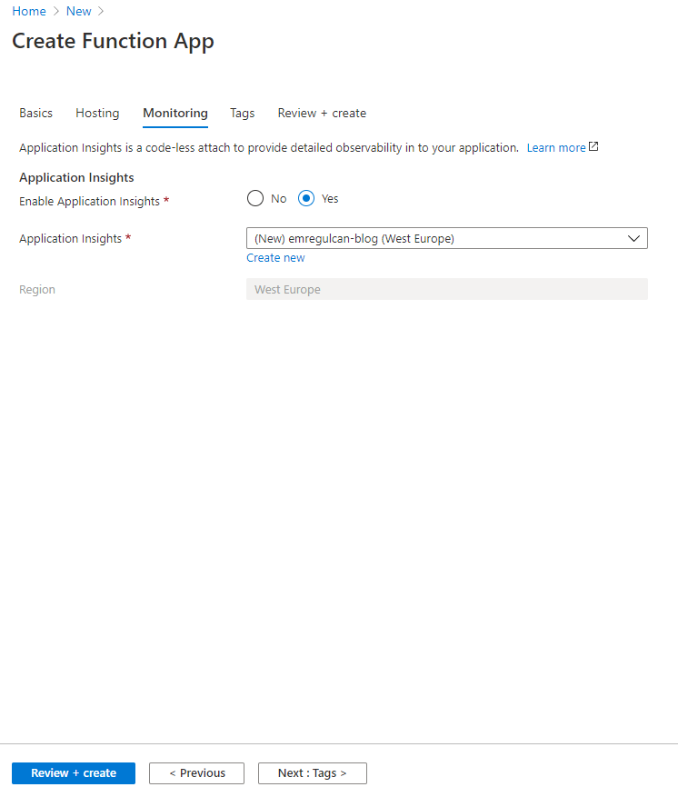 Azure Functions - Create Resource