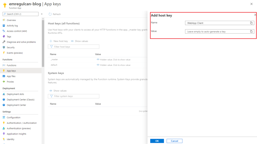 Azure Functions App Keys